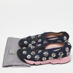 Pre Owned Dior Navy Blue Mesh  Fusion Low Top Sneakers Size 39.5