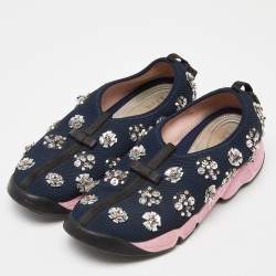 Pre Owned Dior Navy Blue Mesh  Fusion Low Top Sneakers Size 39.5