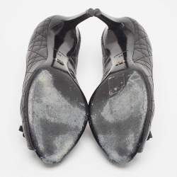 Pre Owned Dior Black Leather and Patent Peep Toe Pumps Size 38