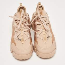 Pre Owned Dior Beige Stretch Fabric and Leather D-Connect Low Top Sneakers Size 38