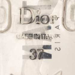 Dior Two Tone Oblique Fabric Ankle Tie Thong Flat Sandals Size 37