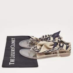 Dior Two Tone Oblique Fabric Ankle Tie Thong Flat Sandals Size 37