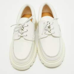 Dior White Leather Walker Boat Sneakers Size Size 39