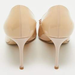 Dior Beige Patent Crystal Embellished Loafer Pumps Size 38 
