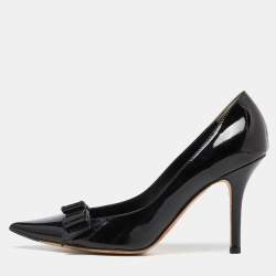 Dior Black Patent Bow Pointed Toe Pumps Size 38