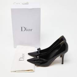 Dior Black Patent Bow Pointed Toe Pumps Size 38