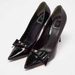 Dior Black Patent Bow Pointed Toe Pumps Size 38