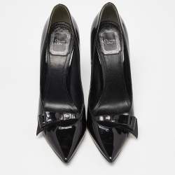 Dior Black Patent Bow Pointed Toe Pumps Size 38