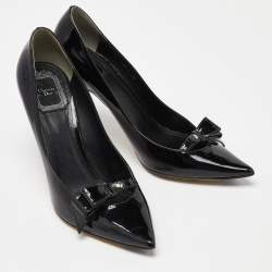 Dior Black Patent Bow Pointed Toe Pumps Size 38