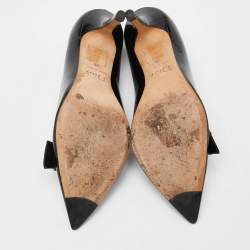 Dior Black Patent Bow Pointed Toe Pumps Size 38
