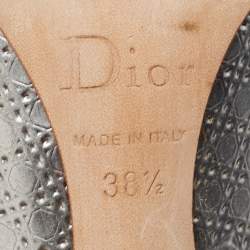 Dior Silver Micro Cannage Patent Cherie Pointed Toe Pumps Size 38.5