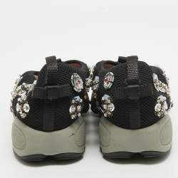 Pre Owned Dior Black Embellished Mesh Fusion Sneakers Size 36