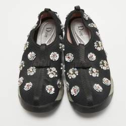 Pre Owned Dior Black Embellished Mesh Fusion Sneakers Size 36