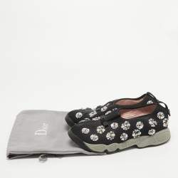 Pre Owned Dior Black Embellished Mesh Fusion Sneakers Size 36