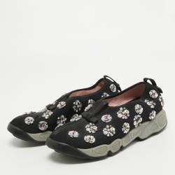 Pre Owned Dior Black Embellished Mesh Fusion Sneakers Size 36