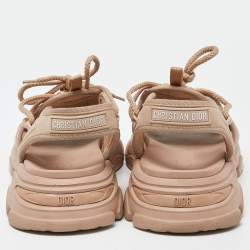 Pre Owned Dior Beige Fabric D-Connect Flat Sandals Size 38.5