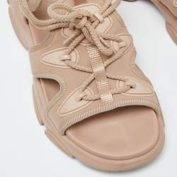 Pre Owned Dior Beige Fabric D-Connect Flat Sandals Size 38.5