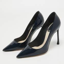 مملوكة مسبقًا Dior Navy Blue Patent Pointed Toe  Pumps Size 34