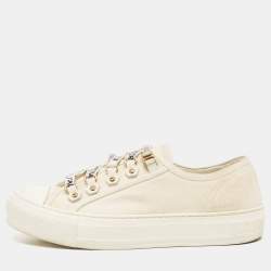 Dior Cream Canvas Walk'n'Dior Sneakers Size 37.5