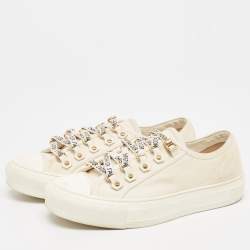 Dior Cream Canvas Walk'n'Dior Sneakers Size 37.5