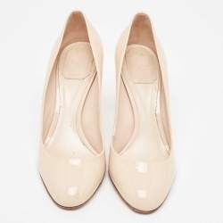 Dior Beige Patent Leather Round Toe Pumps Size 38