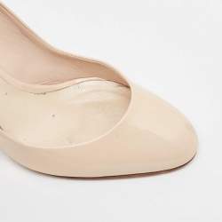 Dior Beige Patent Leather Round Toe Pumps Size 38