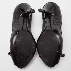 Pre Owned Dior Black Cannage Leather Bow Peep Toe Pumps Size 36.5