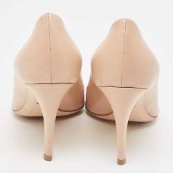 Pre Owned Dior Beige Leather Cannage Peep Toe Pumps Size 36.5