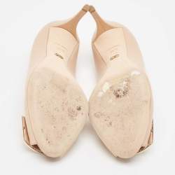 Pre Owned Dior Beige Leather Cannage Peep Toe Pumps Size 36.5