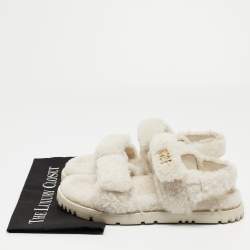 Pre Owned Dior White Fur DiorAct Slingback Sandals Size 39
