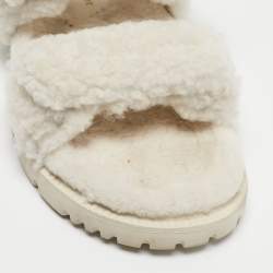 Pre Owned Dior White Fur DiorAct Slingback Sandals Size 39