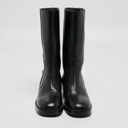 Pre Owned Dior Black Leather Moto Boots Size 36