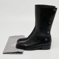 Pre Owned Dior Black Leather Moto Boots Size 36