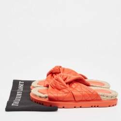 Dior Orange Leather D-twist  Flat Slides Size 38.5 