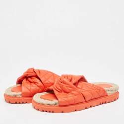 Dior Orange Leather D-twist  Flat Slides Size 38.5 