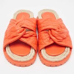 Dior Orange Leather D-twist  Flat Slides Size 38.5 