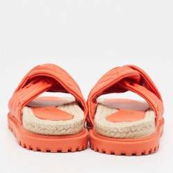 Dior Orange Leather D-twist  Flat Slides Size 38.5 