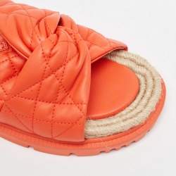 Dior Orange Leather D-twist  Flat Slides Size 38.5 