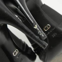 Dior Black Leather and Lizard Embossed Booties Size 38.5   
