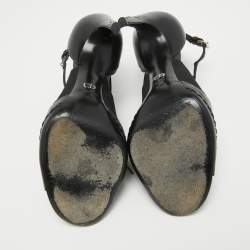 Dior Black Leather and Lizard Embossed Booties Size 38.5   