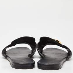 Dior Black Leather 30 Montaigne Flat Slide Sandals Size 39.5