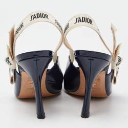 Pre Owned Dior Navy Blue Patent Leather J'Adior Slingback Pumps Size 39