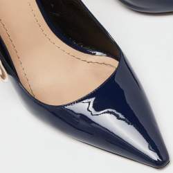 Pre Owned Dior Navy Blue Patent Leather J'Adior Slingback Pumps Size 39