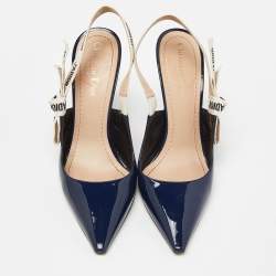 Pre Owned Dior Navy Blue Patent Leather J'Adior Slingback Pumps Size 39