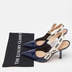 Pre Owned Dior Navy Blue Patent Leather J'Adior Slingback Pumps Size 39