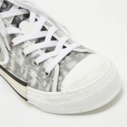 Pre Owned Dior Gry/White PVC and Nylon B23 High Top Sneakers Size 38