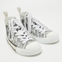 Pre Owned Dior Gry/White PVC and Nylon B23 High Top Sneakers Size 38