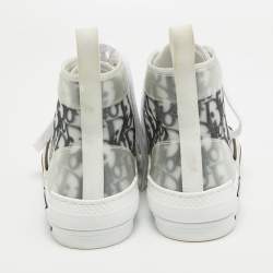 Pre Owned Dior Gry/White PVC and Nylon B23 High Top Sneakers Size 38