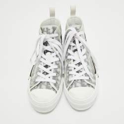 Pre Owned Dior Gry/White PVC and Nylon B23 High Top Sneakers Size 38