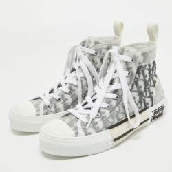 Pre Owned Dior Gry/White PVC and Nylon B23 High Top Sneakers Size 38